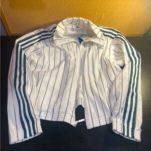 Adidas Originals White Green Striped Jacket M Firebird Supergirl Windbreaker